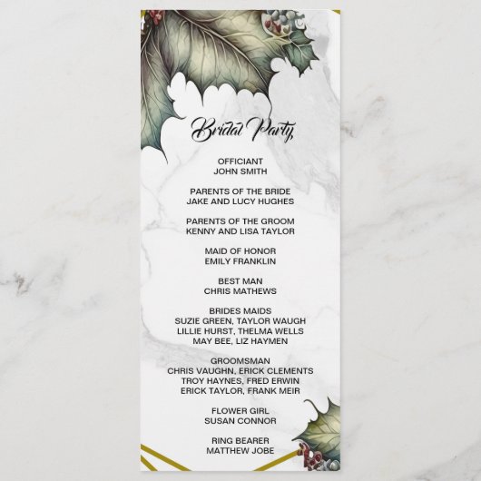 The Winery 2 sided Program Card Programm (Rückseite)