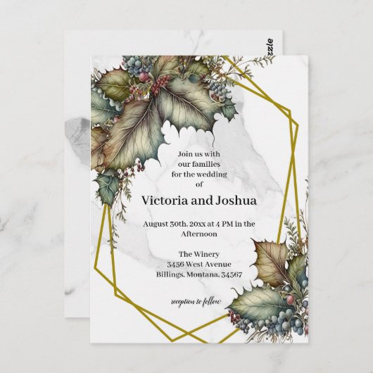 The Winery Wedding Invitation Postkarte (Vorne/Hinten)