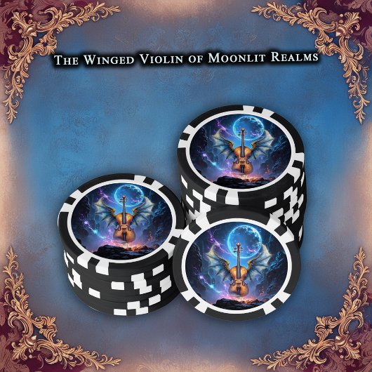 The Winged Violin of Moonlit Realms Pokerchips