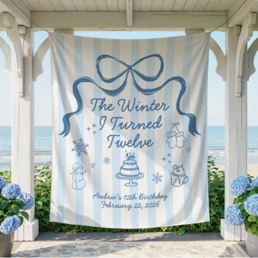 The Winter I turned 12 Birthday Banner  Wandteppich