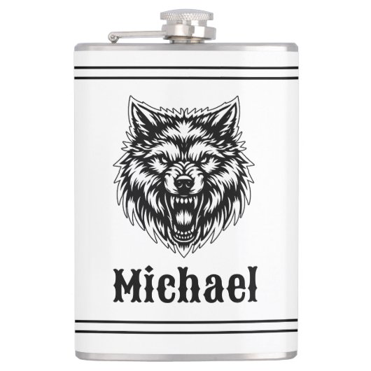 The Wolf Personalized Flachmann (Vorderseite)