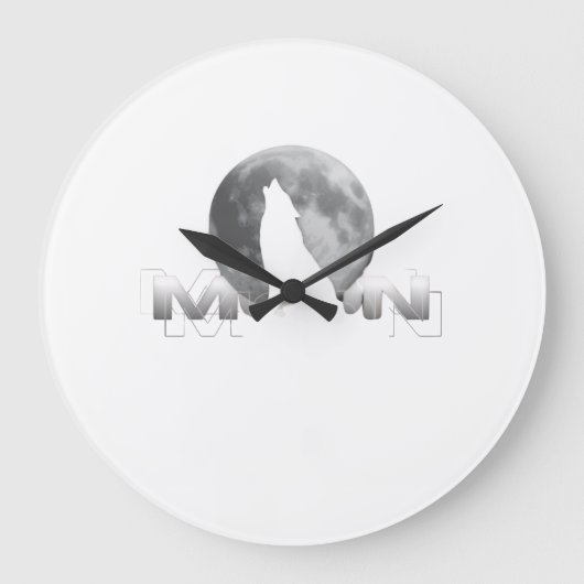 the wolf`s cry under the full moon große wanduhr (Vorderseite)