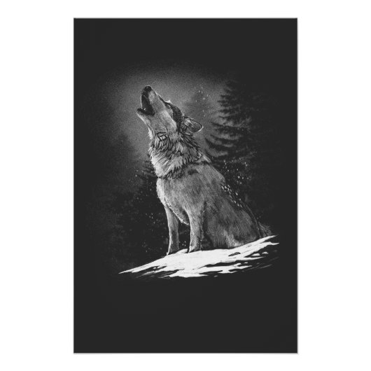 The wolf's breast in nature at night poster (Vorderseite)