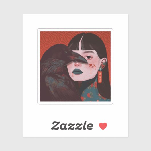 The woman and the crow aufkleber (Blatt)