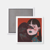 The woman and the crow magnet (Vorderseite/Rückseite)