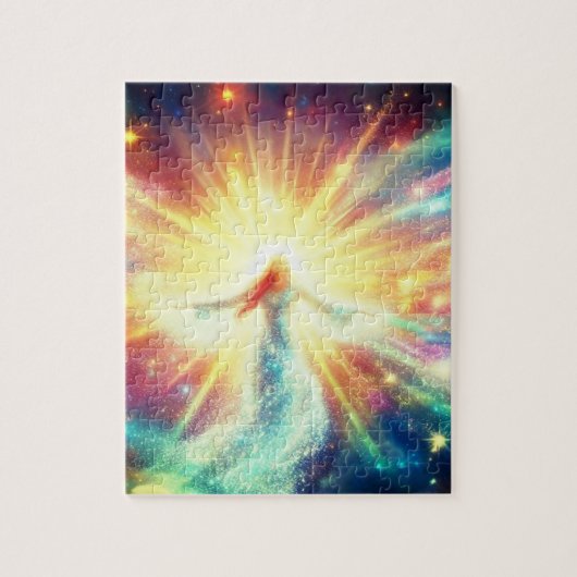 The Woman in the Flowing Energy of the Universe Puzzle (Vertikal)