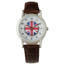 The Women's UK Flag Classic Brown Leather Watch Armbanduhr