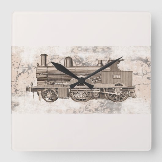 The wonderful age of steam locomotion quadratische wanduhr (Vorderseite)