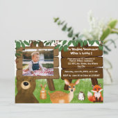 The Woodland Calling All Forest Animals Birthday  Einladung (Stehend Vorderseite)
