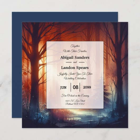 The Woodland Spell of Falling Leaves Wedding Einladung (Vorne/Hinten)