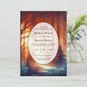 The Woodland Spell of Falling Leaves Wedding Einladung (Stehend Vorderseite)