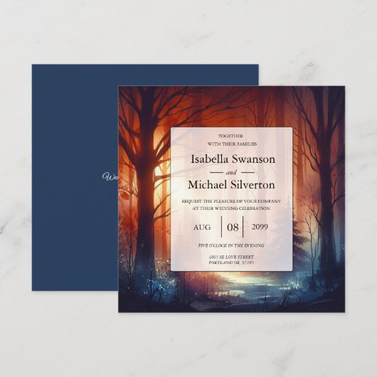 The Woodland Spell of Falling Leaves Wedding Einladung (Vorne/Hinten)