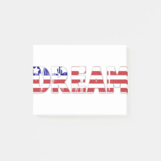The word "Dream" with American flag Post-it Klebezettel