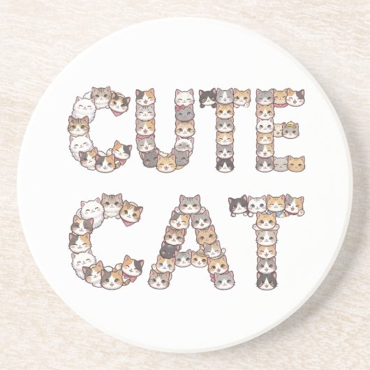 The words "CUTE CAT" are made using cat faces Getränkeuntersetzer (Vorne)