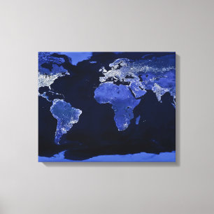 The World at Night - Map, Space Leinwanddruck