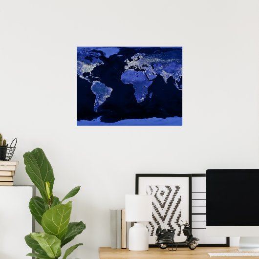 The World at Night - Map, Space Poster (Heimbüro)