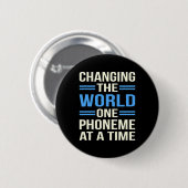 The World Dyslexia Awareness Silver Ribbon Graphic Button (Vorne & Hinten)