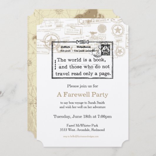 "The World is a Book" Einladung (Vorne/Hinten)