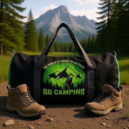 The World Is Yours To Discover Go Camping  Duffle Bag