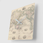 The World On Mercator's Projection Quadratische Wanduhr (Winkel)