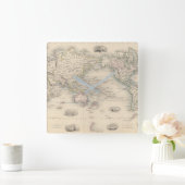 The World On Mercator's Projection Quadratische Wanduhr (Zuhause)