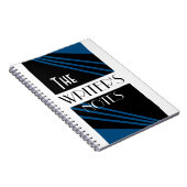 The Writer's Notes Stylish Blue Schwarz-weiß Notizblock (Rechte Seite)