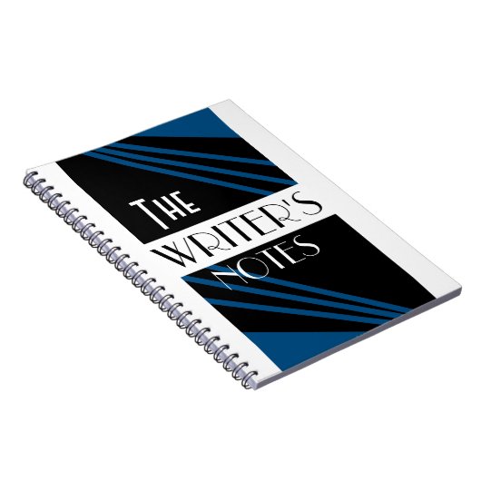 The Writer's Notes Stylish Blue Schwarz-weiß Notizblock (Rechte Seite)