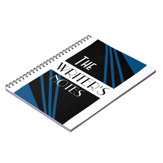 The Writer's Notes Stylish Blue Schwarz-weiß Notizblock (Linke Seite)