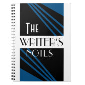 The Writer's Notes Stylish Blue Schwarz-weiß Notizblock (Vorderseite)