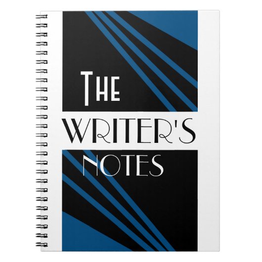 The Writer's Notes Stylish Blue Schwarz-weiß Notizblock (Vorderseite)