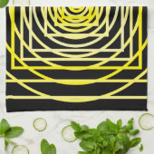 The Yellow Geometric Circle Square Black Geschirrtuch (Gefaltet)