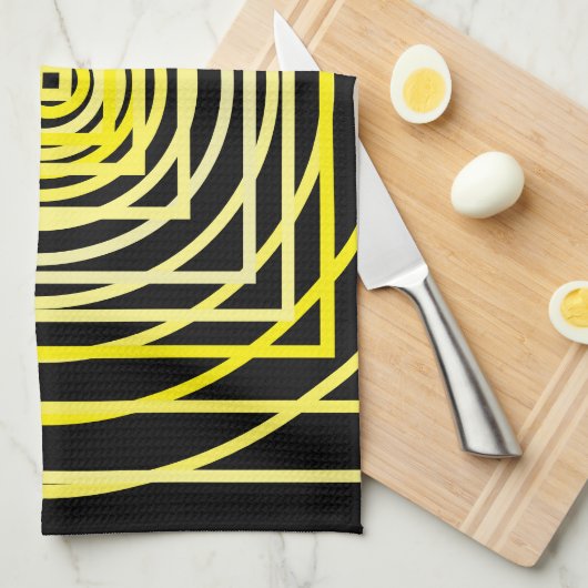 The Yellow Geometric Circle Square Black Geschirrtuch (Viertel Falte)