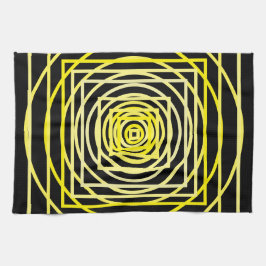 The Yellow Geometric Circle Square Black Geschirrtuch