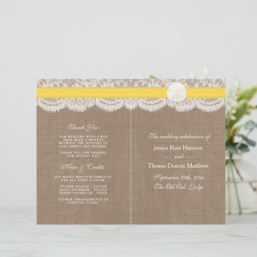 The Yellow Sand Dollar Wedding Programme (Stehend Vorderseite)