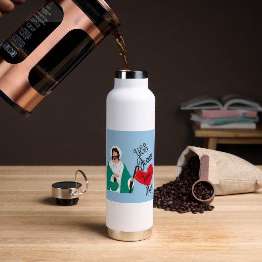 The "Yes, Jesus Loves Me" Water bottle Trinkflasche (Kaffee (gedreht))