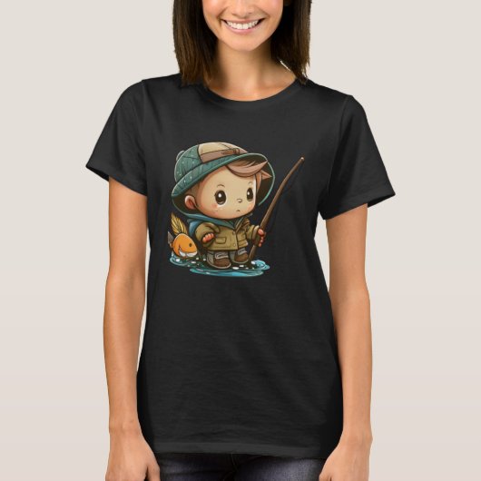 The Young Angler Cute Little Boy with Fishing Pole T-Shirt (Vorderseite)