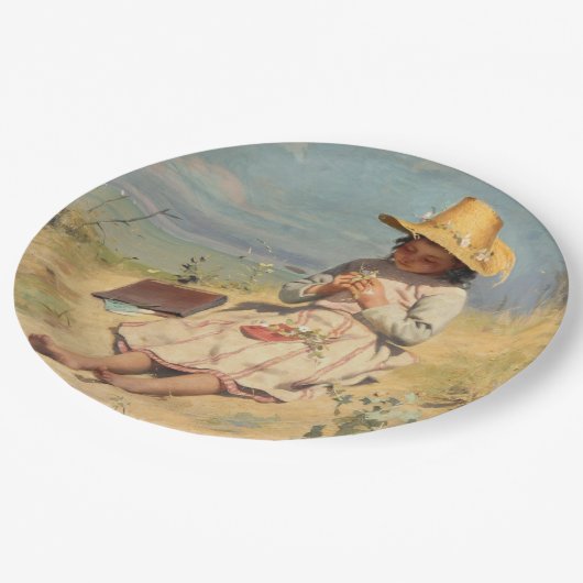 The Young Botanist (von Paul Peel) Pappteller (Schrägansicht)