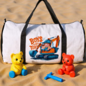 The Young Explorer: Boy on Bulldozer Duffle Bag