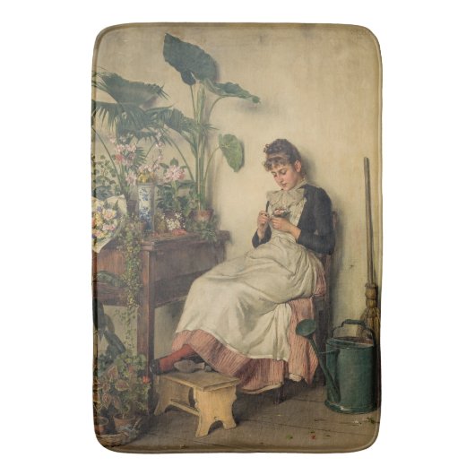 The Young Florist (von Carl Zewy) Badematte (Vorderseite Vertikal)