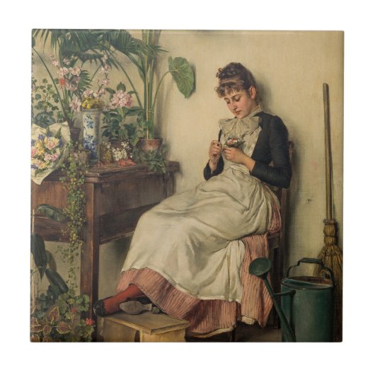 The Young Florist (von Carl Zewy) Fliese (Vorderseite)