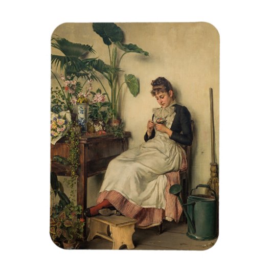 The Young Florist (von Carl Zewy) Magnet (Vertikal)