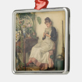 The Young Florist (von Carl Zewy) Ornament Aus Metall (Links)