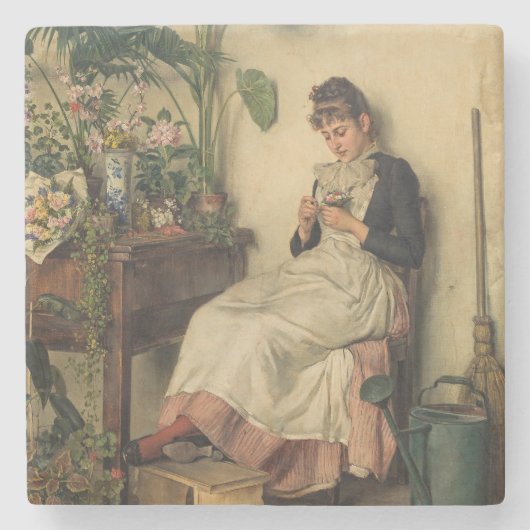 The Young Florist (von Carl Zewy) Steinuntersetzer (Vorderseite)