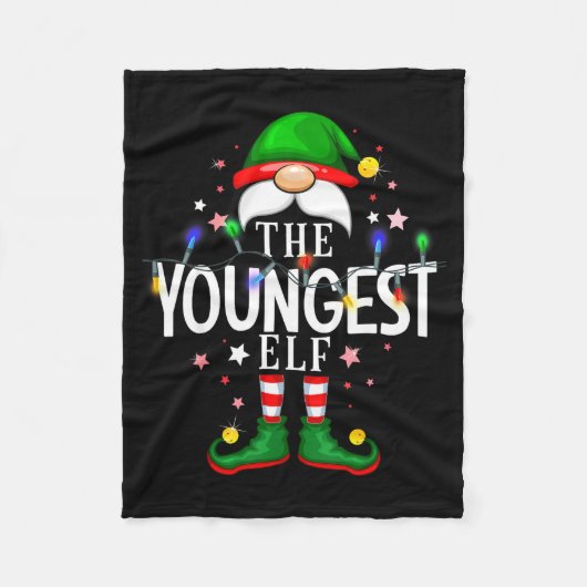 The Youngest Elf Christmas Family Pajama Party Fleecedecke (Vorderseite)