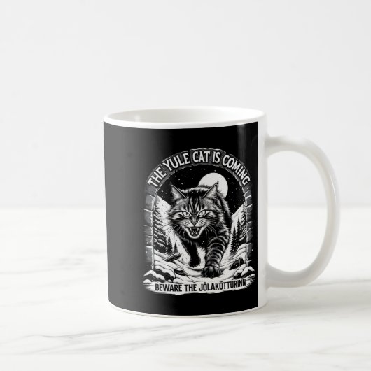 The Yule Cat Is Coming Beware Jolakotturinn Quote Kaffeetasse (Rechts)