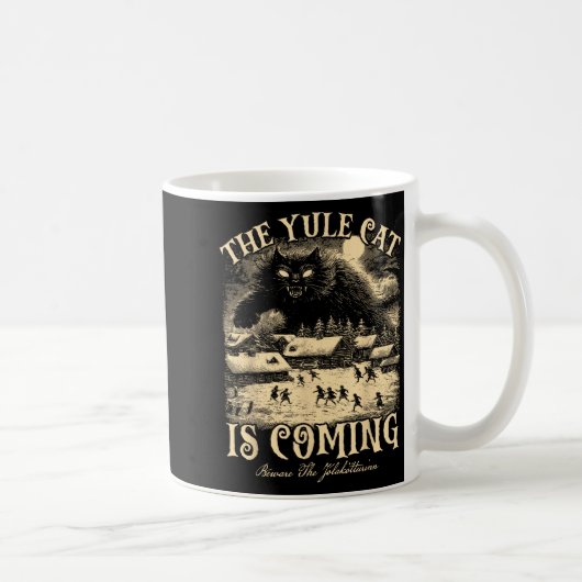 The Yule Cat Is Coming Gothic Christmas Winter Sol Kaffeetasse (Rechts)