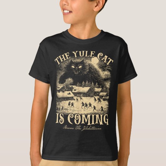 The Yule Cat Is Coming Gothic Christmas Winter Sol T-Shirt (Vorderseite)