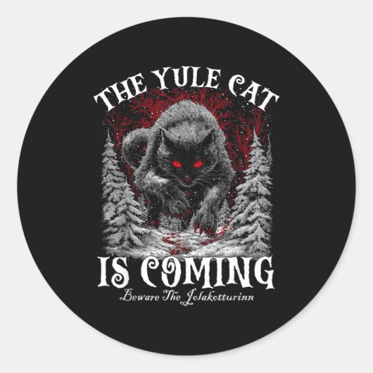 The Yule Cat Is Coming Runder Aufkleber (Vorderseite)
