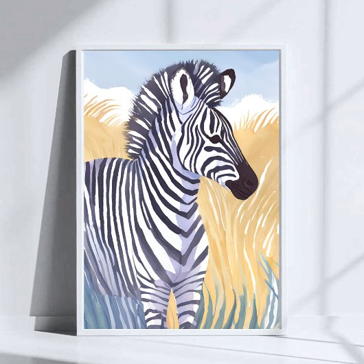 The Zebra | Watercolor Safari Animal Nature Poster