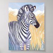 The Zebra | Watercolor Safari Animal Nature Poster (Vorne)